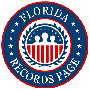 A red, white, and blue round logo with the words Florida Records Page